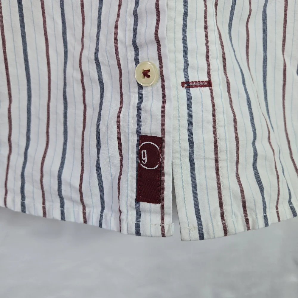 Gymboree Boys White Navy Burgundy Striped Long Sleeve Preppy Classic Shirt‎ 5